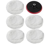 Éponge de polissage - TECTAKE - Set de 5 éponges de polissage 220 mm doux et disque de polissage 180 mm M14, auto-aggrippant - Blanc