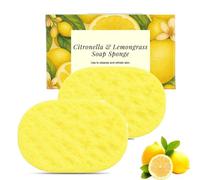 Eponge Exfoliante Corps, Citronnelle Et Citronnelle éponge Exfoliante Corps, éponge De Bain Exfoliante Douce, Citronella Lemongrass Soap Sponge, Lemon Crush Exfoliating Soap Sponge (2PC)