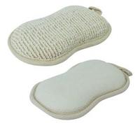 Vivezen - Éponge exfoliante et nettoyante en fibre de bambou double face 16 x 10 x 3 cm