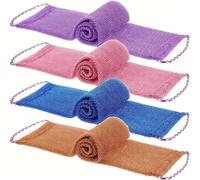 éPonge Filet 4 pièces/ensemble éponge en maille exfoliante avec cordon Long filet corps dos épurateur bain douche gant de toilette