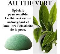 Eponge Konjac Thé Vert - Zen Arome - Abricot & Bergamote - Douce Et Adaptée Aux Peaux Sensibles - Blanc