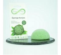 Eponge Konjac Thé Vert - Zen Arome - Abricot & Bergamote - Douce Et Adaptée Aux Peaux Sensibles - Blanc