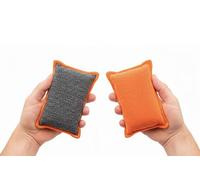 Éponge Lavable et Réutilisable | 4 Couleurs | Économique et Durable | Double Face : Microfibre et Grattante | Anti-Rayures | Vaisselle | Vendue à l'Unité | Fabriqué en Europe (Orange)