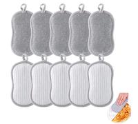 Éponge Lavable Non rayante - Lot de 10 éponges réutilisables avec Double Face en Microfibre et Tampon grattoir, Nettoyage Efficace de Toutes Les Surfaces, plaques et Maison écologique