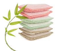 Éponge réutilisable Lavable, éponge Vaisselle - Lot de 6 Éponges en Fibre de Bambou Naturelle, Absorbantes et Grattantes, Séchage Rapide, sans Odeur, Nettoyage Cuisine (Multicolore)