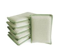 Éponge réutilisable Lavable, éponge Vaisselle - Lot de 6 Éponges en Fibre de Bambou Naturelle, Absorbantes et Grattantes, Séchage Rapide, sans Odeur, Nettoyage Cuisine (Naturel)