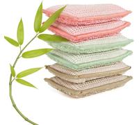 Éponge réutilisable Lavable, éponge Vaisselle - Lot de 6 Éponges en Fibre de Bambou Naturelle, Absorbantes et Grattantes, Séchage Rapide, sans Odeur, Nettoyage Cuisine