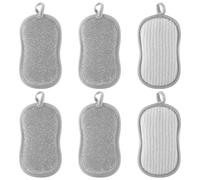 éponge Vaisselle, 6 tampons grattants Non rayants double face La Cuisine antibactérienne en Microfibre éponge nettoie efficacement Toutes Les Surfaces. Idéale pour plaques, vers la beauté(Gris)