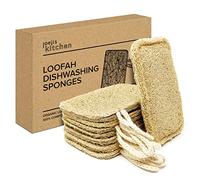Eponge Vaisselle Naturelle (Lot de 8) / Eponge konjac, sans Plastique, avec Cordon d'accrochage/Eponge Lavable, végétale & réutilisable/Mouiller Avant Utilisation