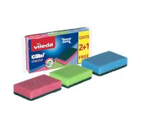 Éponge Vileda Glitzi Colors Mid Foam | Éponges Brillantes et colorées | Élimine la saleté persistante | Puissance de Nettoyage exceptionnelle | Traitement antibactérien | Durable et résistant