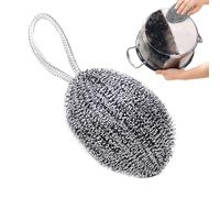 Éponges à récurer en acier inoxydable - Standard inoxydable | Éponge en acier inoxydable | Torchon de cuisine portable avec cordon résistant aux rayures, ustensiles de cuisine, vaisselle, boules d'Al