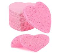 Éponges Comprimées pour le Visage 55 Pièces Éponges Faciales Comprimées en Forme de Coeur Rose Éponges Nettoyantes Naturelles Réutilisables pour Beauté Spa Nettoyage du Visage Démaquillant