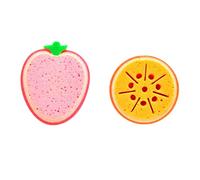 Éponges de bain en forme de fruits, lot de 2 éponges de bain exfoliantes pour le corps Éponges de bain ultra douces pour femmes, hommes, enfants