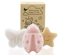 Éponges de bain en Konjac naturel, éponges nettoyantes douces aux formes décoratives, éponge de douche, exfoliation douce, lot de 3 pièces. Set : Papillon, Coccinelle, Étoile