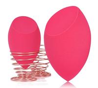 Éponges de maquillage extra larges de 12 cm pour le visage et le corps (1 petite, 1 grande taille) - avec 2 porte-éponges - Application rapide et impeccable pour fond de teint, bronzage artificiel