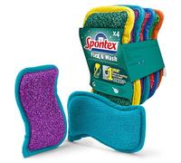 Éponges réutilisables Spontex Flex & Wash | Éponge Microfibre Double Face pour essuyer et frotter | Produits de Nettoyage pour la Cuisine, la Salle de Bain et la Maison | 2 Paquets de 2 (4 au Total)