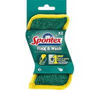 Éponges réutilisables Spontex Flex & Wash | Éponge Microfibre Double Face pour essuyer et frotter | Produits de Nettoyage pour la Cuisine, la Salle de Bain et la Maison | 8 Paquets de 2 (16 au Total)