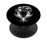 Épopée Humoristique de l'éclipse de Pleine Lune avec 3 Oiseaux hurlants PopSockets PopGrip Adhésif