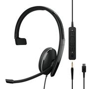 EPOS ADAPT 135 USB-C II Micro-casque filaire pour PC et smartphone, avec conception mono et double connexion Jack 3,5mm + USB-C, idéal pour le travail