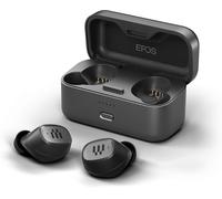 Epos GTW 270 Écouteurs sans Fil Gaming,Écouteurs Bluetooth,Conception Fermée Réduisant le Bruit,Deux Micros,Ergonomiques,Étanches IPX 5,Étui Charge Portable,20 h de Jeu Noir/Gris