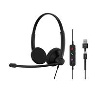 EPOS Impact 100 MS Stéréo USB-C + A - Casque avec Microphone, Microsoft Teams, Anti-Bruit, Léger, Adaptateur USB, Coussins Doux