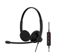 EPOS Impact 100 UC Stéréo USB-C+A Casque avec Microphone, Universal Communications, Anti-Bruit, Léger, Adaptateur USB, Coussinets Doux, Contrôle Appels, Usage Pro, UC Professionnel, Noir