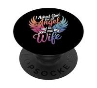 Épouse J'Ai demandé Un Ange à Dieu et il m'a envoyé ma Femme PopSockets PopGrip Adhésif