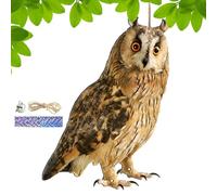 Épouvantail à oiseaux en forme de chouette - Pendentif plat avec clochette | Épouvantail réaliste et stable | Résistant aux intempéries, facile à installer, oiseau suspendu pour verger, ferme, cour