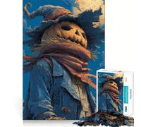 Épouvantail à tête de Citrouille et Lune Puzzle de 1000 pièces pour Adolescents Jeu de réflexion et de Calme Qualité supérieure Cadeau de Noël (50x75cm)