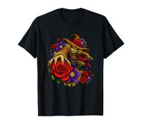 Épouvantail avec Roses Rouges et clématites Violettes T-Shirt