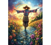 Épouvantail dans la Prairie Fleurie 500 Pièces Puzzle Créatif en Carton Rigide sans Déformation Difficulté Moyenne Activité Manuelle Loisir Créatif Cadeau Créatif Anniversaire 500 PCS