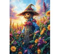 Épouvantail dans Le Champ de tournesols 300 Pièces Puzzle Adulte en Carton Haute Qualité Épais Difficile Moyenne Anti-Stress Décoration Murale Idée Cadeau Saint Valentin 300 PCS