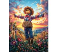 Épouvantail dans Un Champ de Fleurs 1000 Pieces Casse-tête Collectionneur en Carton sans Déformation Rêve Magique de Science-Fiction Haute Difficulté Décoration Murale Collection Cadeau Noël Pas Cher