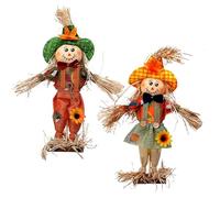 Épouvantail d'extérieur - Décoration de jardin de récolte de 35 cm, décoration de porche d'automne, figurine rustique en paille, décoration d'automne faite à la main, oiseau de ferme | Épouvantail