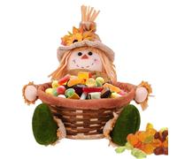 Épouvantail en Peluche, décoration d'épouvantail pour Thanksgiving, fête d'automne Épouvantail Thanksgiving en Peluche Tenant Un Panier de Fruits