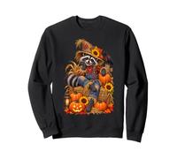 Épouvantail habillé Raton Laveur avec potiron Corbeau et Tournesol Sweatshirt