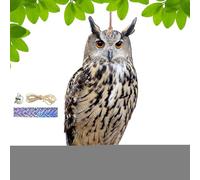 Épouvantail pour oiseaux - Pendentif épouvantail en forme de chouette - Appareil réaliste pour effrayer les oiseaux avec clochette, pour effrayer les oiseaux