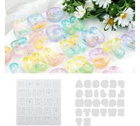 Epoxy Resin Alphabet Resin Shaker Molds With 26pcs Pvc Sheet Quicksand Mold Silicone Letter Casting Casting Key Ring Jewelry Pendant (Quicksand Mold)