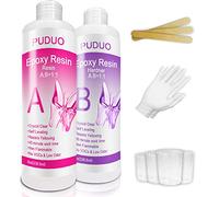 Epoxy Resin Casting and Coating Starter Kit for Art| Jewelry| Crafts| Keychain - 16 OZ Including 8 OZ Resin and 8 OZ Hardener with Tool Kit 4 pcs Measuring Cups| 3pcs Sticks| 1 Pair Rubber Glove
