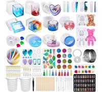 Epoxy Resin Silicone Mould, Complete Epoxy Resin Kit, Epoxy Resin Mould, Square, Round And Cylindrical For Necklace Earrings, Diy Jewellery, Pendant, Keyring, Etc