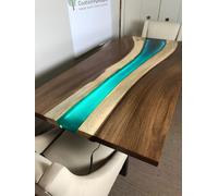 epoxy résine table à manger vrai bois massif meubles cascade table epoxy 240x100 Nouveau