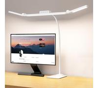 EppieBasic Lampe de Bureau LED,24W Puissante 3-têtes de lampe avec Métal Base,Grande Lampe Bureau designbureau led protection des yeux pour ecran pc, dessin, deux bureaux,Gradation automatique