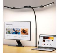 EppieBasic Lampe de Bureau LED Puissante: 24W 3 Têtes avec Pince1200LM Lampe d'Architecte de bureau réglable Éclairage pour Écran PC et Dessin Protection des Yeux Double Bureau