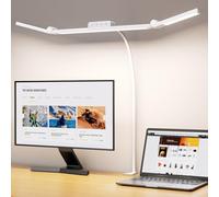 EppieBasic Lampe de Bureau LED Puissante: 24W 3 Têtes de Lampe avec Pince1200LM d'Architecte réglable Éclairage pour Écran PC et Dessin Protection des Yeux Double Bureau