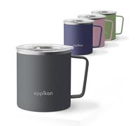 eppikan EppiTall - Tasse isotherme en acier inoxydable - Tasse à café - Tasse à thé - Tasse thermique - 380 ml - Couvercle avec ouverture verrouillable (380 ml, gris nuit)