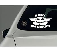 EppoBrand Baby Yoda Boy Girl On Board Mandalorian Star Wars Autocollant en vinyle pour fenêtre de voiture 8 x 5,5" pour voiture, camion, fenêtre, pare-chocs, réfrigérateur, patinage (BabyBoy)