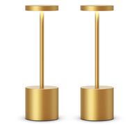 EPQDJZK Lot de 2 lampes de table LED rechargeables sans fil 5000 mAh fonctionnant à piles, étanches, 3 niveaux de luminosité, intensité variable pour terrasse, restaurant, salle à manger, maison (doré