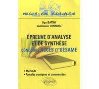 Epreuve d'analyse et de synthèse: concours Accès et Sésame