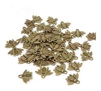EPRHAY Lot de 50 Pendentif Abeille en Alliage de Bronze Antique en forme d'abeille et Abeille en Bronze Antique