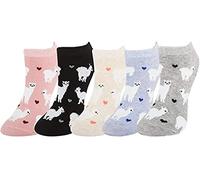EPRHY femmes filles chaussettes basses 5 paires mignon dessin animé alpaga et amour coeurs motif femme mode cheville no show chaussettes coton courtes chaussettes décontractées cadeau